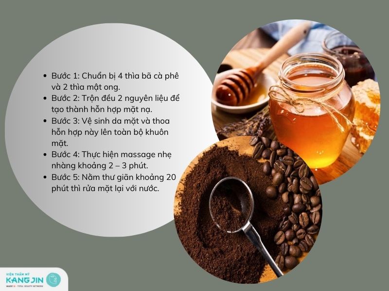 trắng da bằng mặt nạ bã cà phê và mật ong