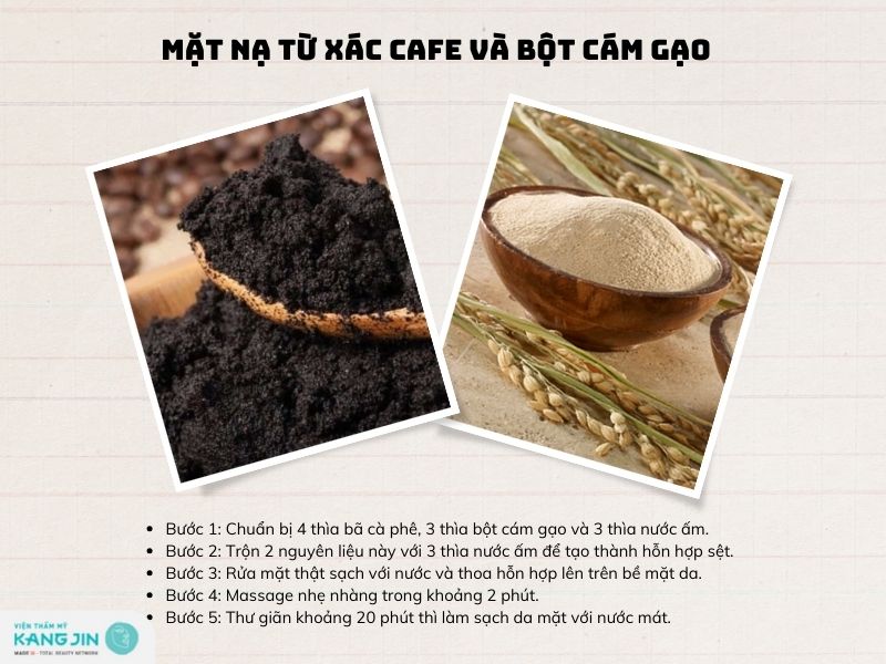 cách làm trắng da mặt bằng bã cà phê và bột cám gạo