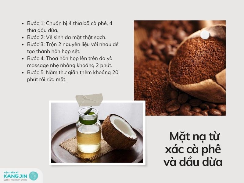 cách làm mặt nạ bã cà phê kết hợp với dầu dừa