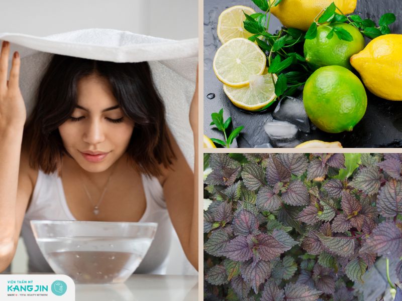 Xông hơi bằng chanh và lá tia để khắc phục da bị nhiễm corticoid
