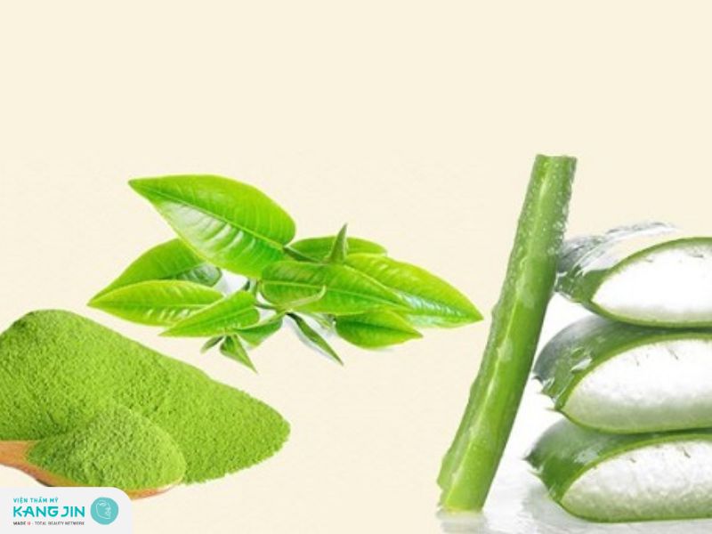 nha đam và bột trà xanh