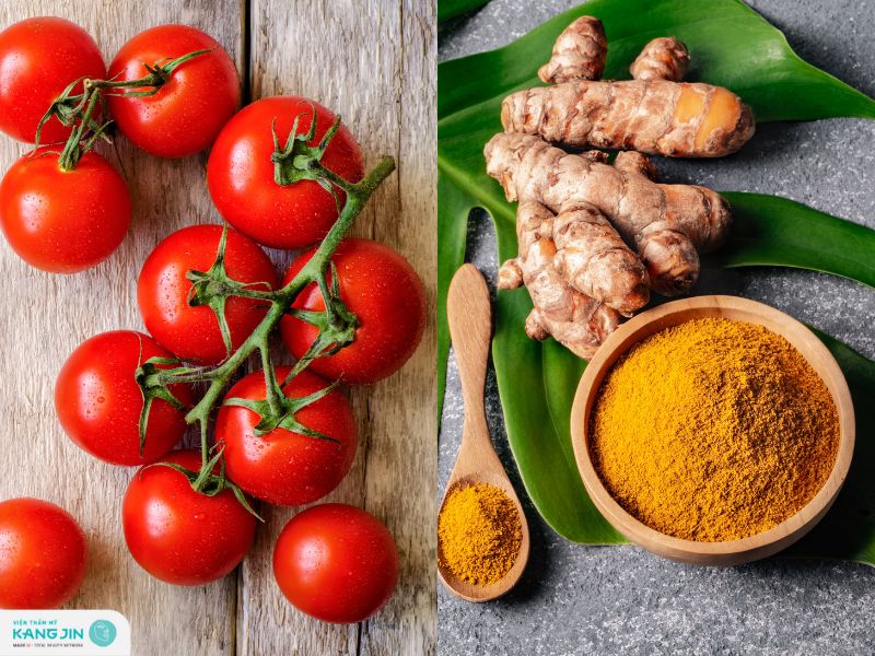 cà chua và tinh bột nghệ