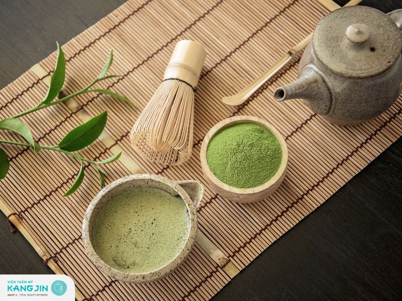 Làm trắng da cổ và gáy với bột trà xanh