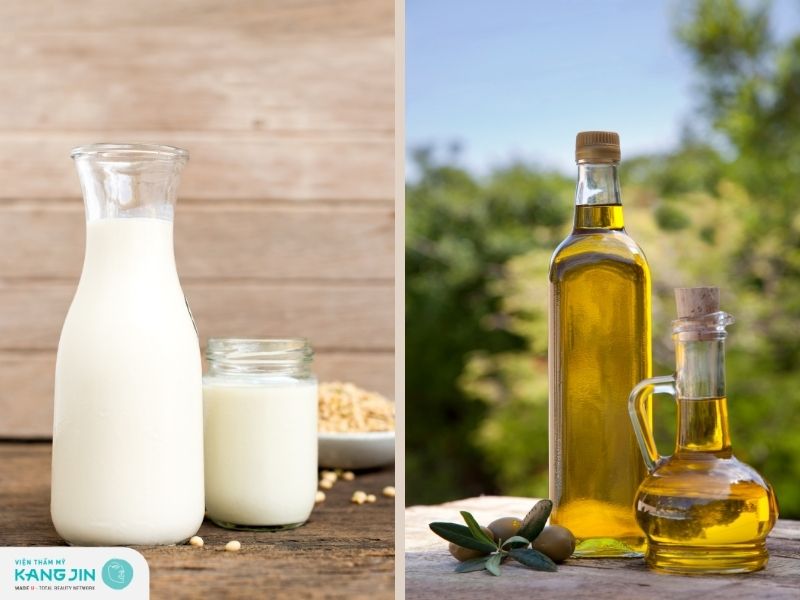 Massage mặt bằng sữa tươi và dầu oliu
