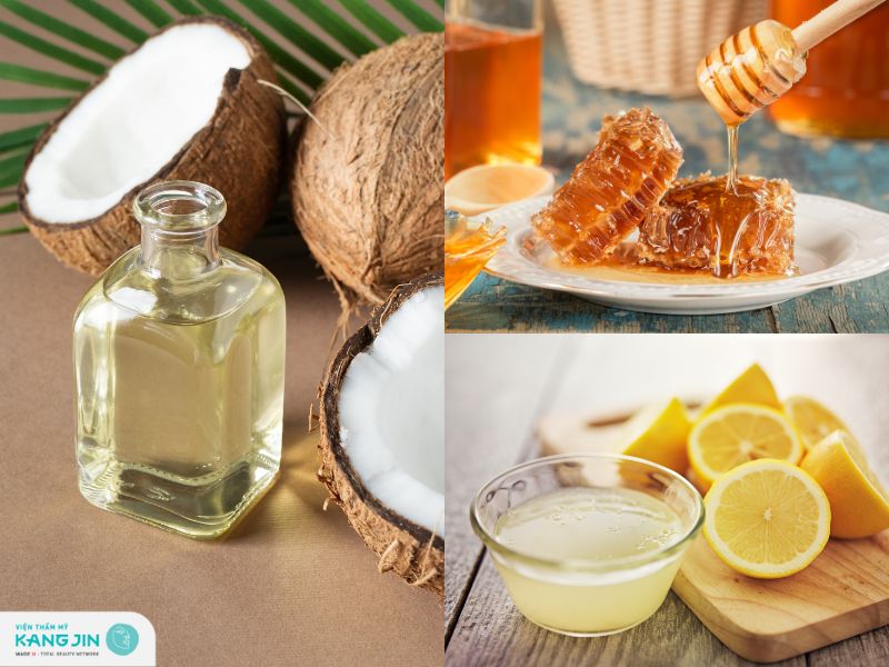 dầu dừa, mật ong và chanh