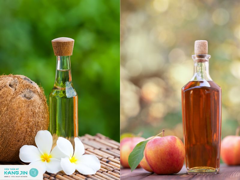 kết hợp giấm táo và dầu dừa