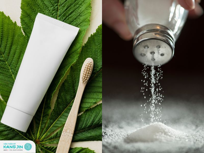 trị mụn bằng kem đánh răng và muối