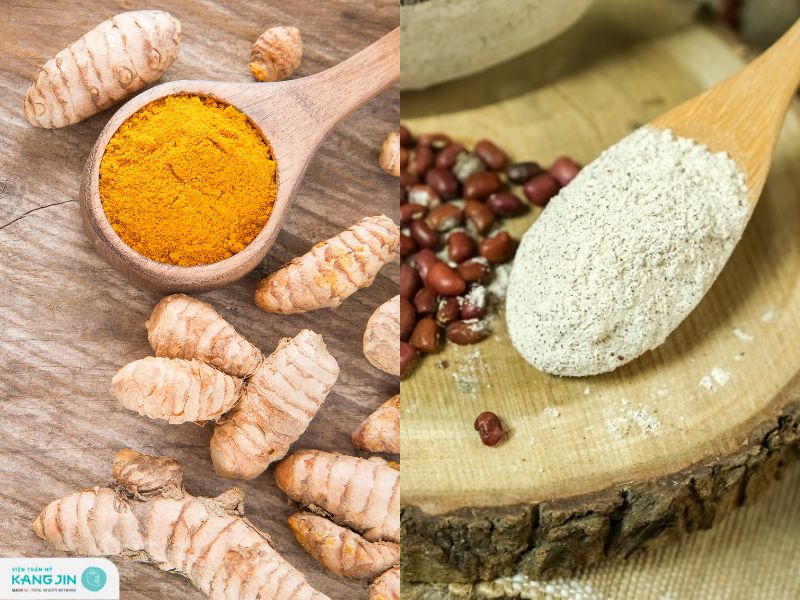 tinh bột nghệ và bột đậu đỏ