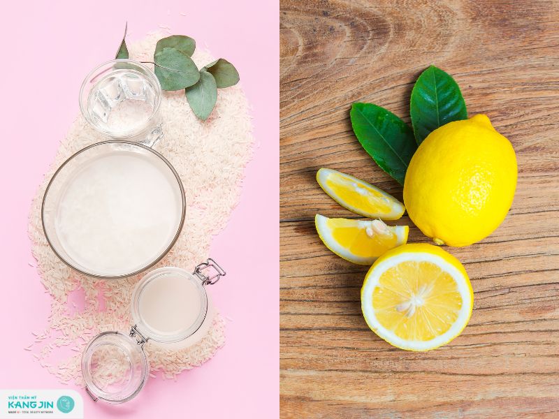 nước vo gạo và chanh