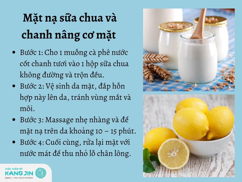 Kết hợp sữa chua và chanh giúp nâng cơ mặt chảy xệ