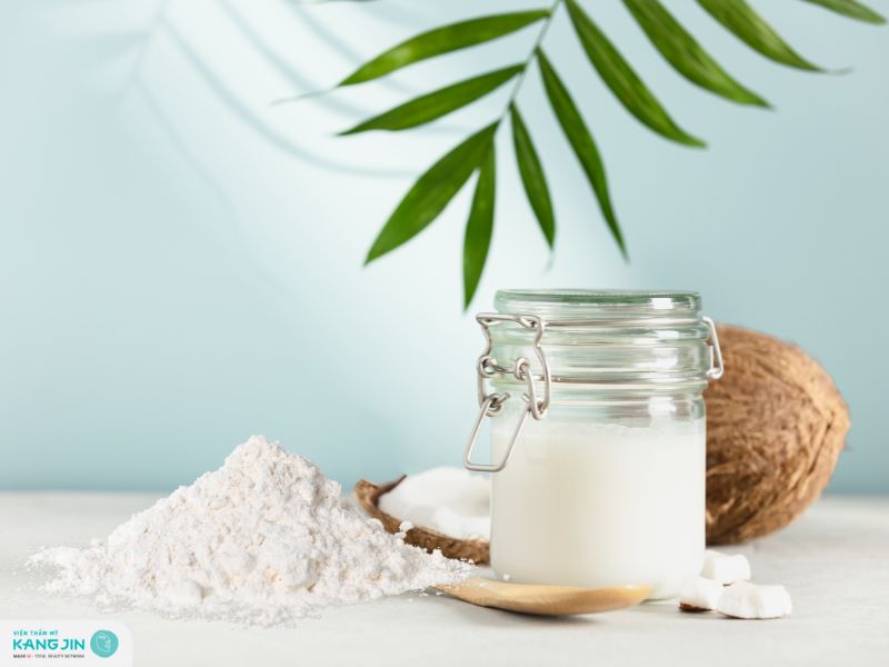 bột đậu đỏ và dầu dừa