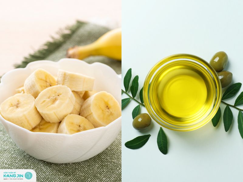 chuối và dầu oliu
