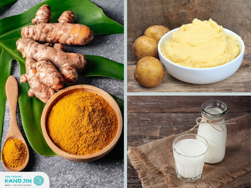 Mặt nạ chống lão hóa từ khoai tây, sữa tươi và nghệ