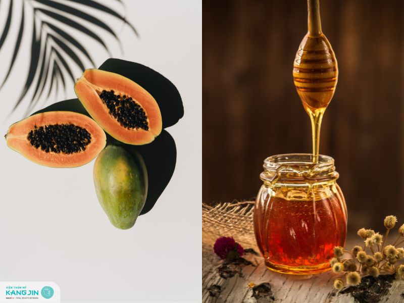 đu đủ và mật ong