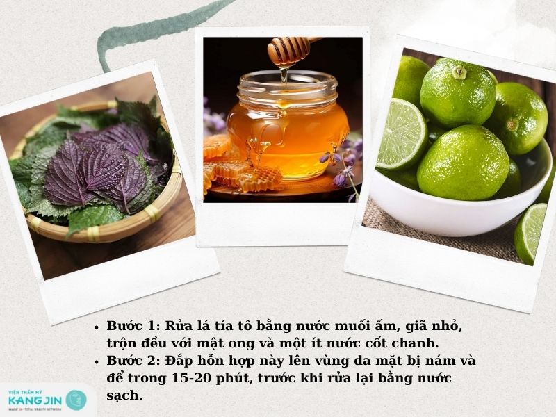 mặt nạ tía tô chanh, mật ong để trị nám da