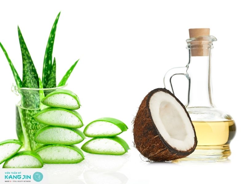 Kết hợp nha đam và dầu dừa để tẩy da chết an toàn cho làn da mụn 