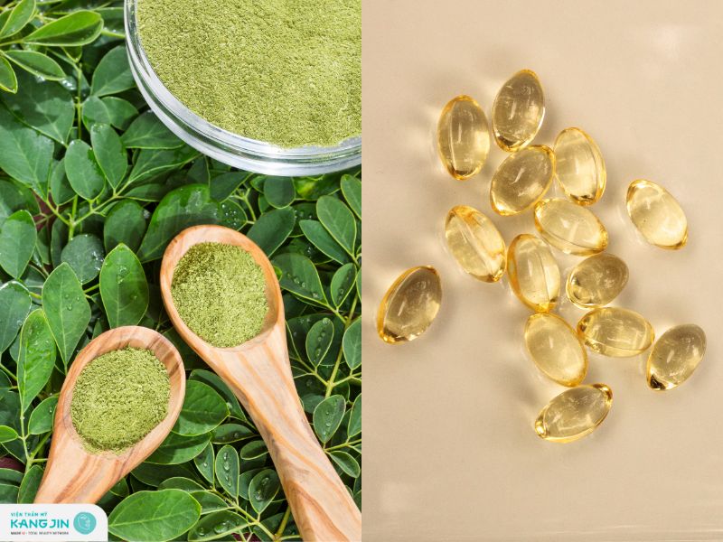 lá chùm ngây và vitamin e