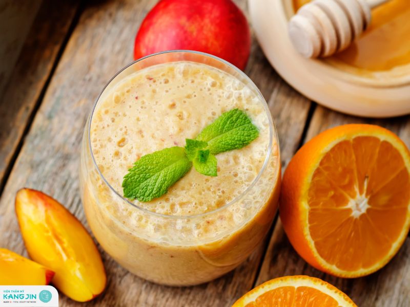 sinh tố cam đào
