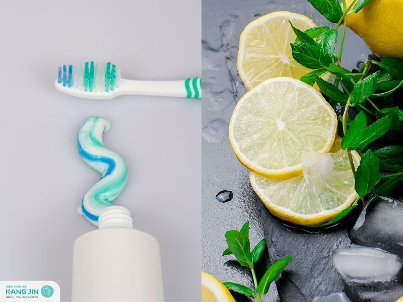 kết hợp chanh với kem đánh răng để trị thâm nách