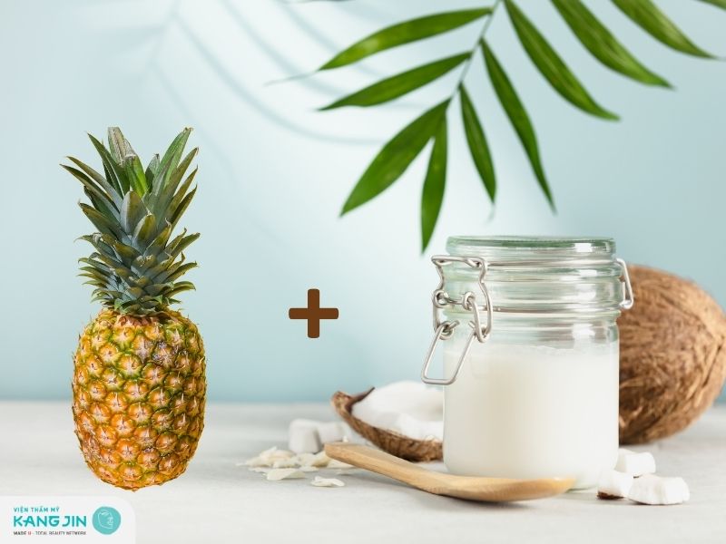 kết hợp dứa và dầu dừa để dưỡng ẩm