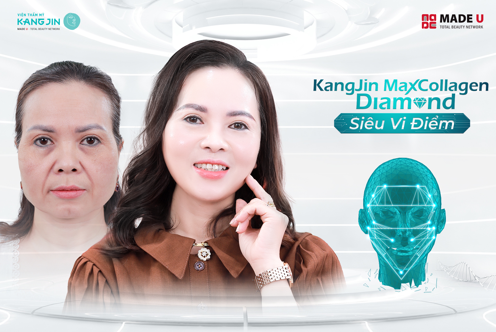 Liệu pháp trẻ hóa da chuyên sâu KangJin Maxcollagen Diamond Siêu Vi Điểm 