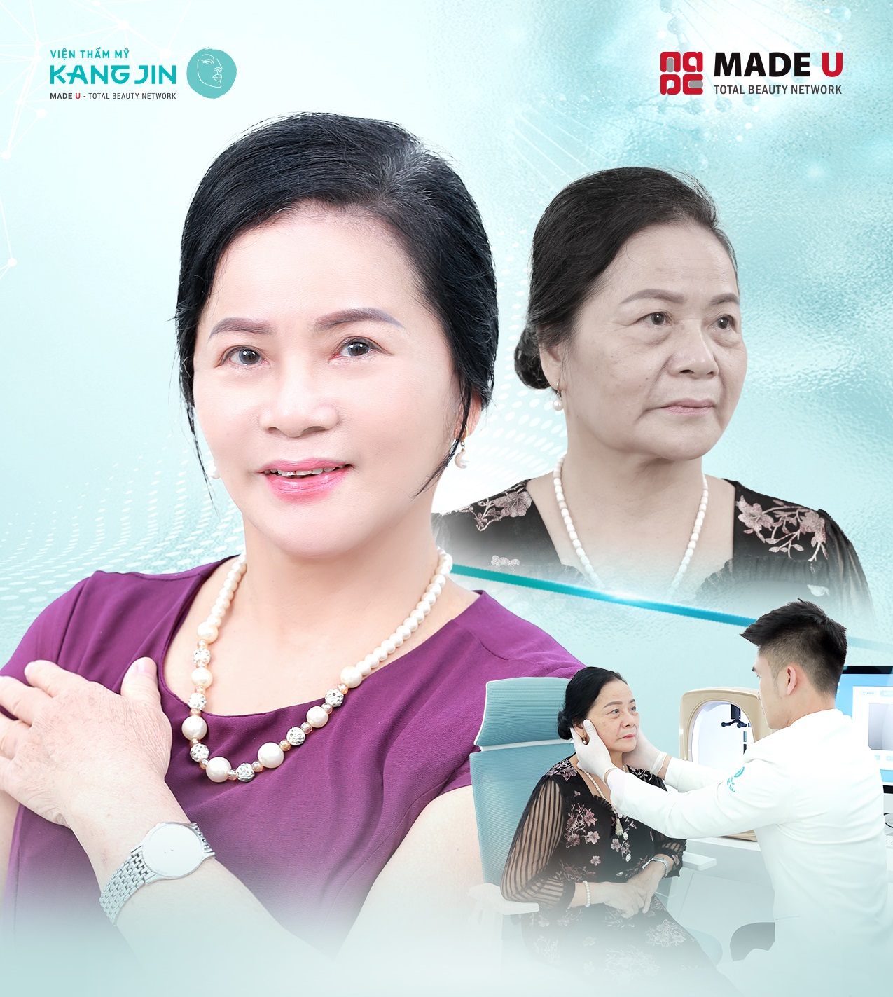 Làn da của khách hàng thay đổi rõ rệt sau khi trẻ hóa da bằng KangJin Maxcollagen Diamond Siêu Vi Điểm 