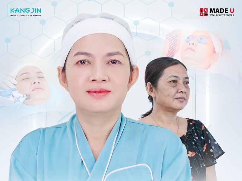 Hình ảnh khách hàng sau khi thực hiện trẻ hóa da toàn diện bằng KangJin Maxcollagen Diamond Siêu Vi Điểm