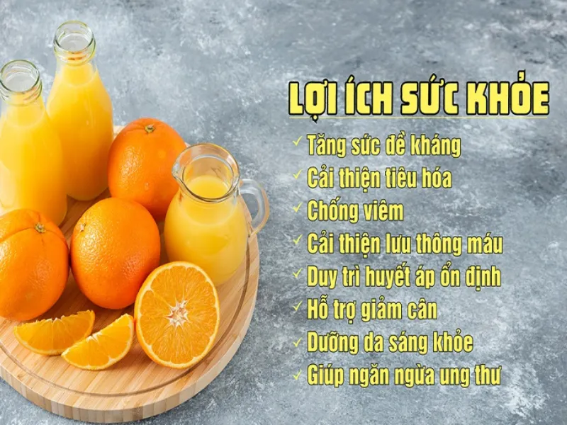 Uống nước cam tươi  chống oxi hoá, ngăn ngừa sỏi thạn